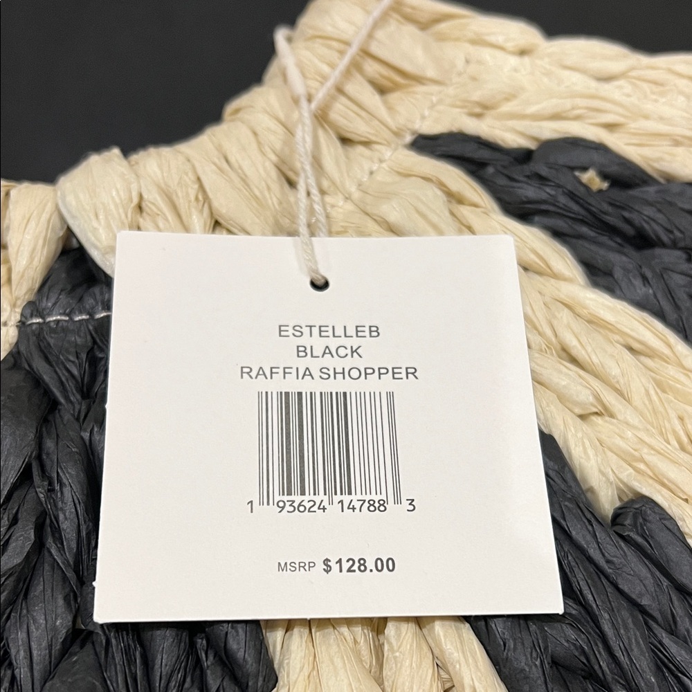 Dolce Vita | Black Raffia Shopper “EstelleB” Tote ~ Canvas Inside - Picture 13 of 16